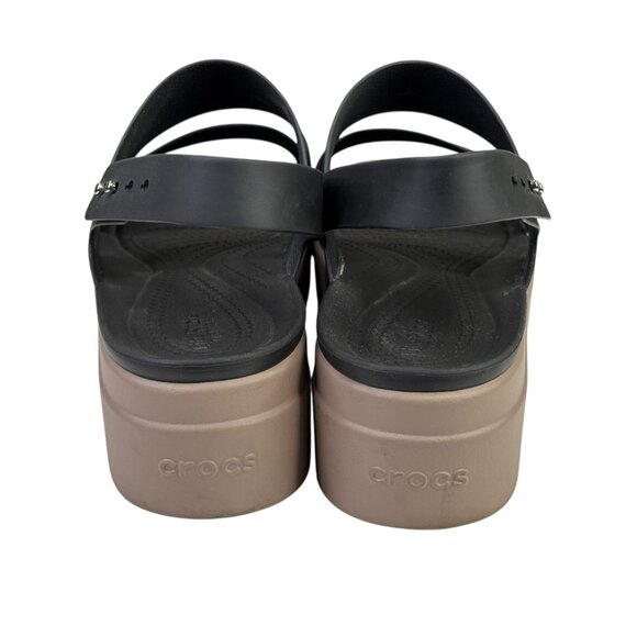 Crocs Brooklyn Low Wedge Sandals Womens 11 Black Tan LiteRide Platform Shoes - Picture 6 of 12